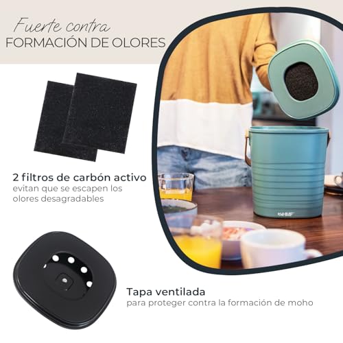 Miniatura 3 de Hmf Cubo De Basura Ecológico Sostenible Para Cocina, Inodoro Con Tapa, 3 Litros, Color Negro