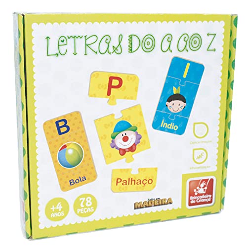 Brinquedo Pedagógico Madeira Letras do a ao Z 78 Peças Brincadeira De Criança