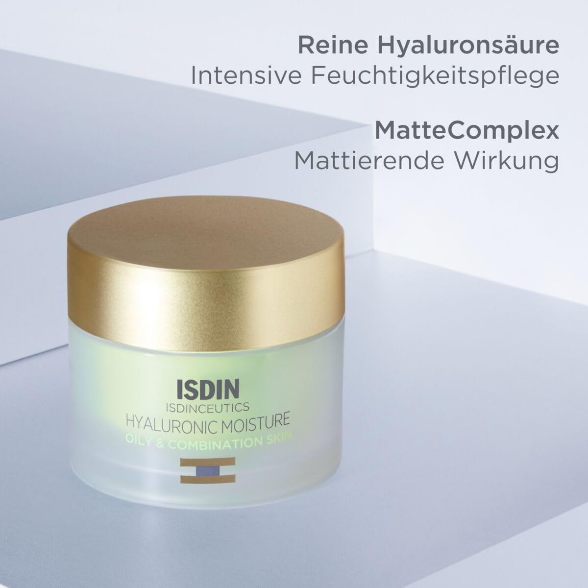 ISDIN ISDINCEUTICS Hyaluronic Moisture Oily and Combination Skin, leichte, feuchtigkeitsspendende Gesichtscreme mit Hyaluronsäure speziell für fettige Haut und Mischhaut, 50g