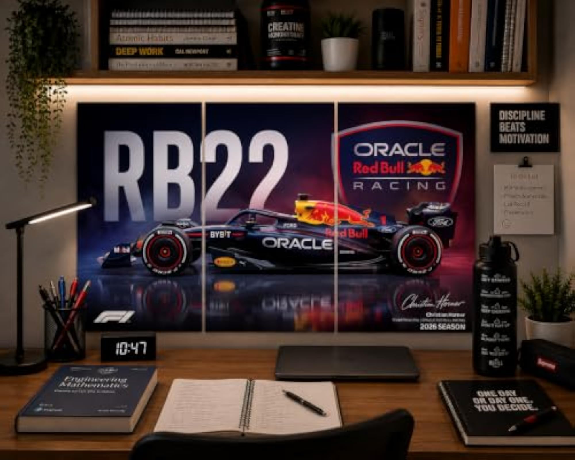 RedBull F1 Team Inspired 3-Panel Landscape Split Poster Set