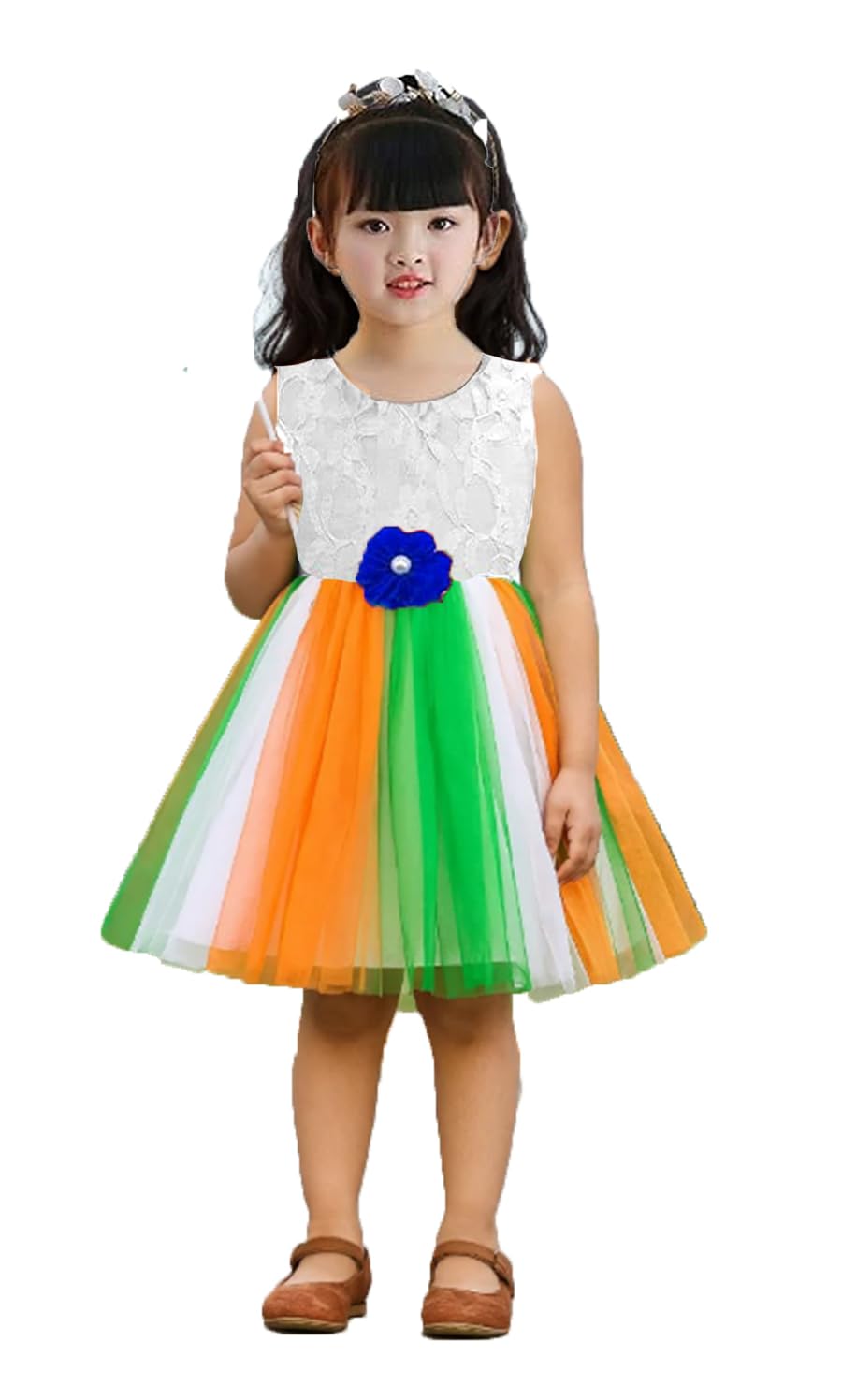 Baby Girl Kids Tricolour Independence Day Costume Dress-picture-31