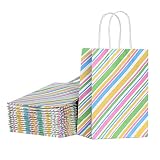 Bekoetoz 40 PCS White Kraft Paper Bags With Handles Bulk Gift Bags For Birthdays,Weddings,Baby Showe