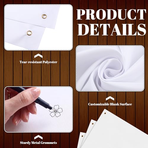 Image of Zonon Large Blank Banners And Signs Polyester Oxford Cloth Sublimation Banner To Decorate With Hanging Rope For Indoor Wall Outdoor Easy to Hang DIY Signs For Business Office (White,5 x 10 Feet)