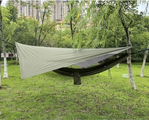 Trizand hamac avec moustiquaire hamacs hamac Outdoor – Double pour Camping, Trekking et bushcraft – imperméable, Ultra-léger et résistant jusqu'à 250 kg – Kaki 25364
