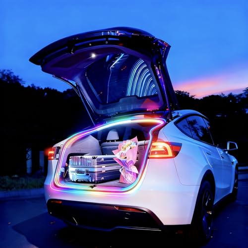 Tiras LED de neón para maletero de Tesla Model Y, luz ambiental para viajes y acampadas