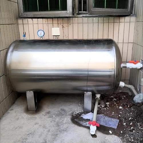 Tanque agua presurizado con bomba pozo 26, 42, 52, 66, 79, 132 y 185 galones, tanque agua presurizado acero inoxidable, contenedor horizontal almacenamiento agua gran capacidad.(100L/26.4Gal)