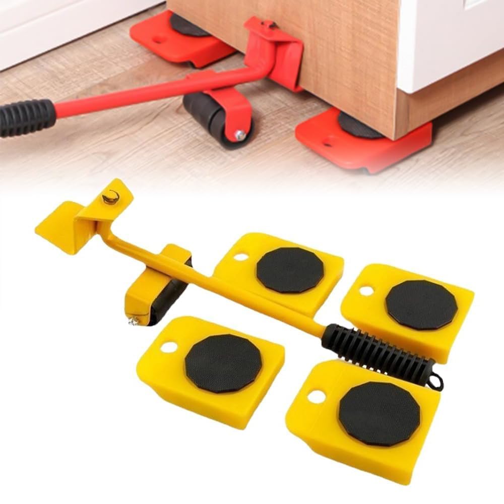 Kit di trasloco resistente con sollevatore per mobili, leva regolabile e 4 ruote girevoli per un facile spostamento del divano e della rondella