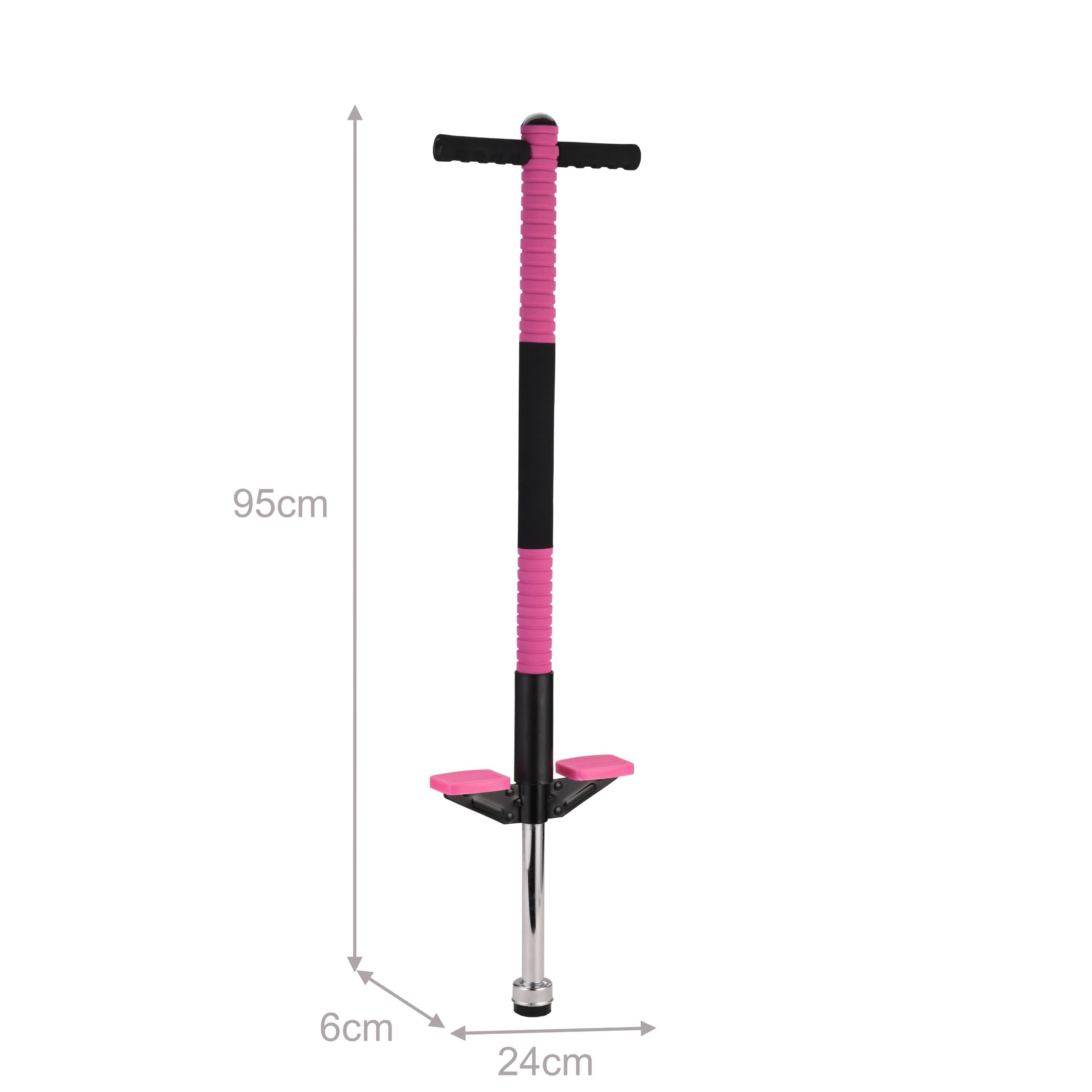 Relaxdays Pogo Stick, für Kinder, Springstock bis 35 kg, gepolststert, Sprungstab Outdoor, rutschfest, Edelstahl, pink