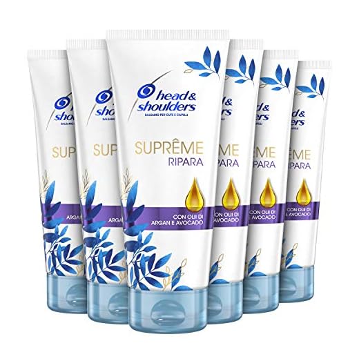 Head & Shoulders - Acondicionador anticaspa Suprême Repara, con aceite de argán, acondicionador para piel y cabello con ingredientes sublimatores, 6 unidades de 220 ml