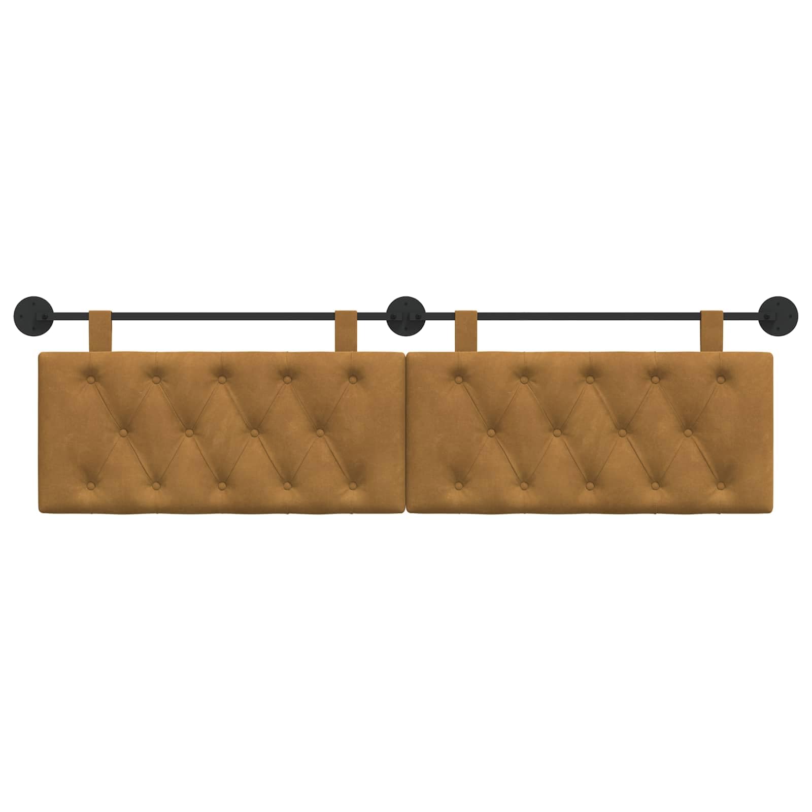 vidaXL Cabecero Colgante con luz LED Marrón Terciopelo, Cabecera Moderna para Dormitorio, tapizada en Terciopelo, de Madera, Ahorra Espacio y es Decorativa