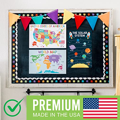 Hadley Designs 4 Alphabet, Map Of United States, World Map, Solar System, Abc Posters Toddlers Wall Decor, Planets For Kid, Us Map Laminated Kindergarten Classroom Prek Homeschool Supplies 11X17 #TOP7