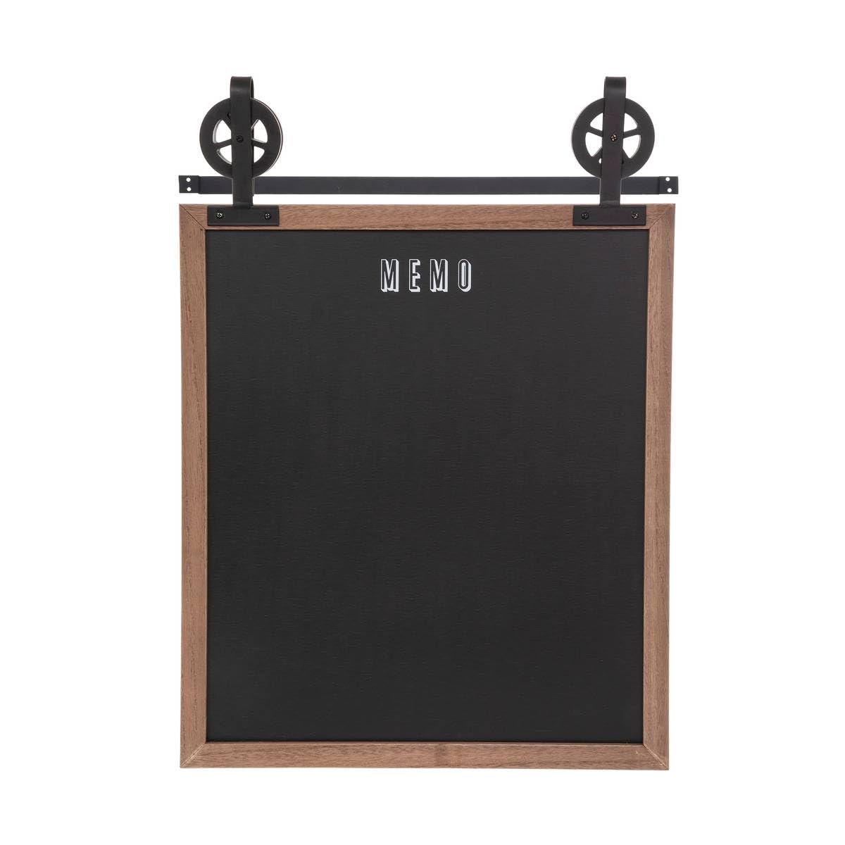 Atmosphera - Tableau Ardoise Mural Pouli Noir et Bois, 55 x 68 cm - pour Cuisine, Bureau, Entrée