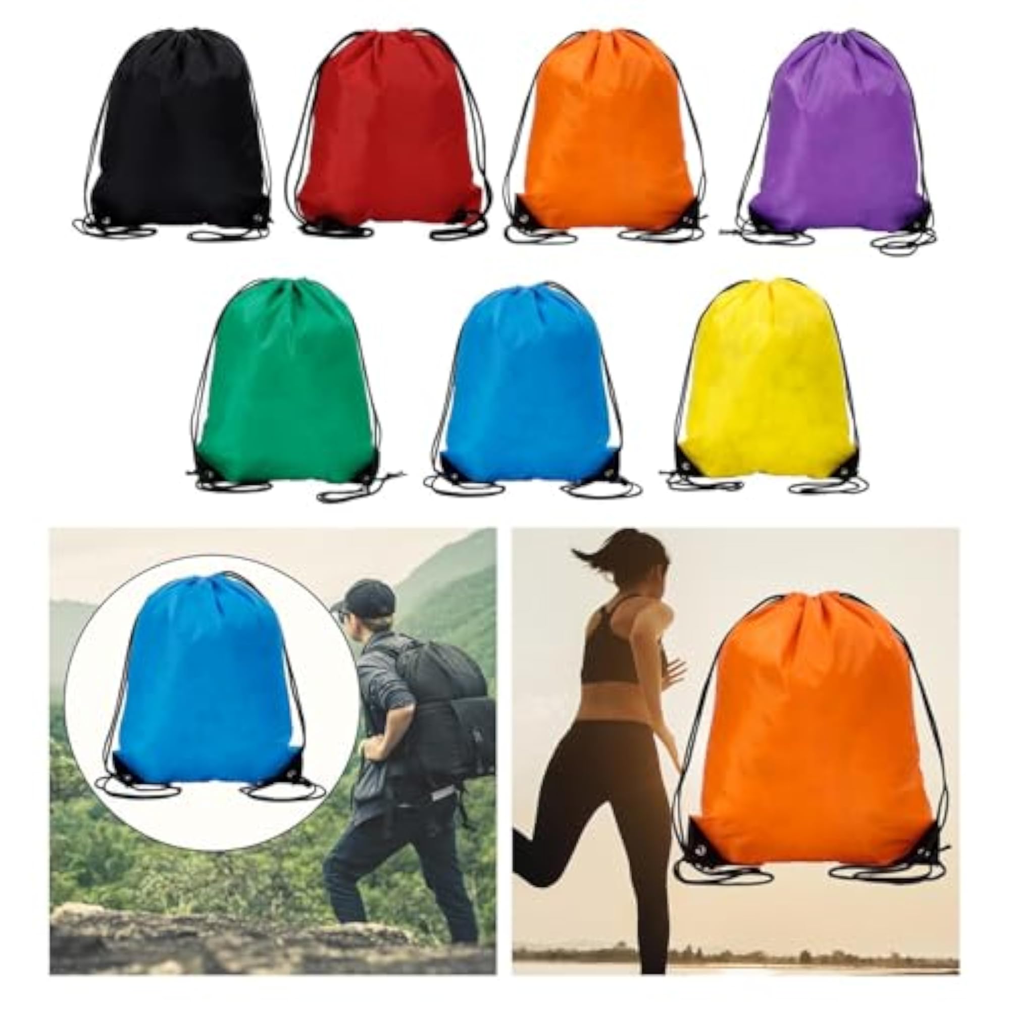 Casual Day Pack Drawstring Backpack for Yoga, Black