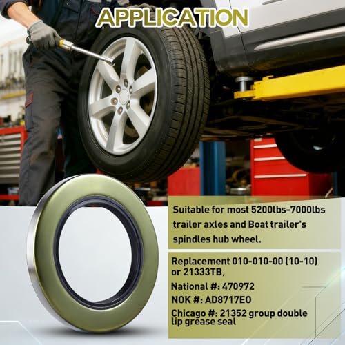 Image of 10Pack 2.125 inch ID x 3.376 inch OD Double Lip Grease Seal with 10 Cotter Pins for 5200-7000lb Trailer Axles Wheel Hub Assemblies, Replace for 10-10 21333TB #42 Spindles Dexter DL-2125-03 Bearing Grease Seal