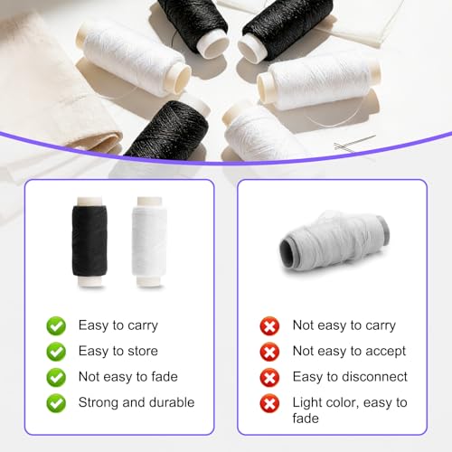8 Stück Nähgarn Schwarz Weiß, 160 m/Spule Nähgarn für Nähmaschine, Sewing Threads Sortiment, Faden zum Nähen, Polyestergarn, Handnähen Yarn Faden Nähmaschine(4 Schwarz, 4 Weiß)