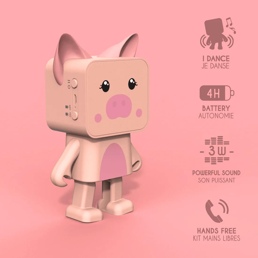 Bluetooth-Lautsprecher Tanzendes Schwein - Kleiner Tragbarer Lautsprecher - Leistungsstarke Boxen - Handy oder PC - Kabellos - 5h Akkulaufzeit - Lustiges Originelles Design - Spitzentechnologie - Mob