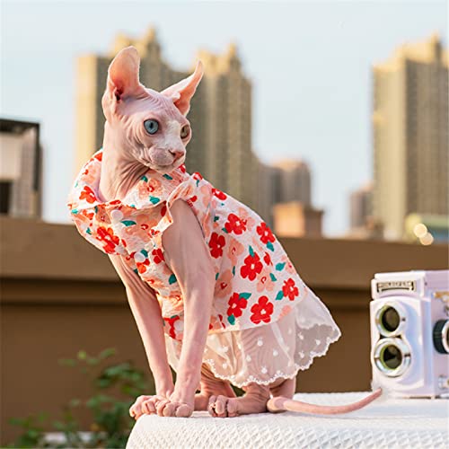 ZHIHAN Sphinx Katzenkleidung Hairless Cat Devon Cotton Princess Dress Bequem und Anti-Off, Farbe 1, M Cover