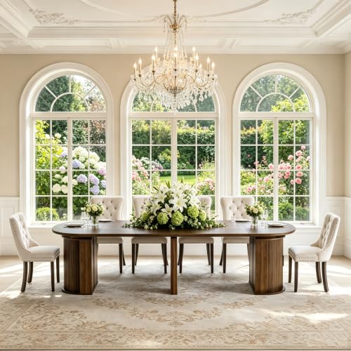Image of 47in-118 in Extendable Dining Table for 4-12, Oval Expandable Kitchen Table