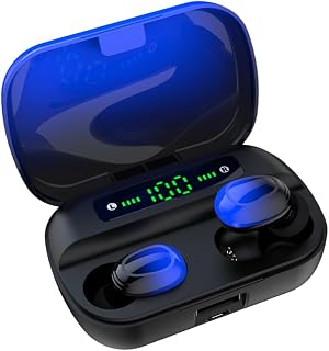 Gatuida Fones De Ouvido 5.0 Fone De Ouvido 50 Fones De Ouvido Com Estojo De Carregamento Fones De Ouvido Com Caixa De Carregamento Tampões De Ouvido Azuis Fones De Ouvido Fones De Ouvido