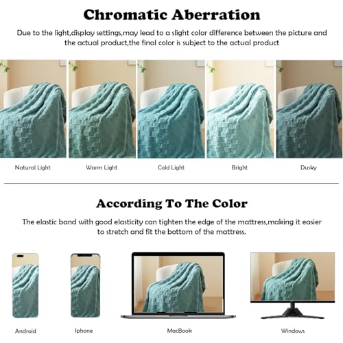 NEWCOSPLAY Super Soft Throw Blanket Light Teal Premium Silky Flannel Fleece 3D Checkered Lightweight Bed Blanket All Season Use (Light Teal Checkered, Throw(50"x70"))