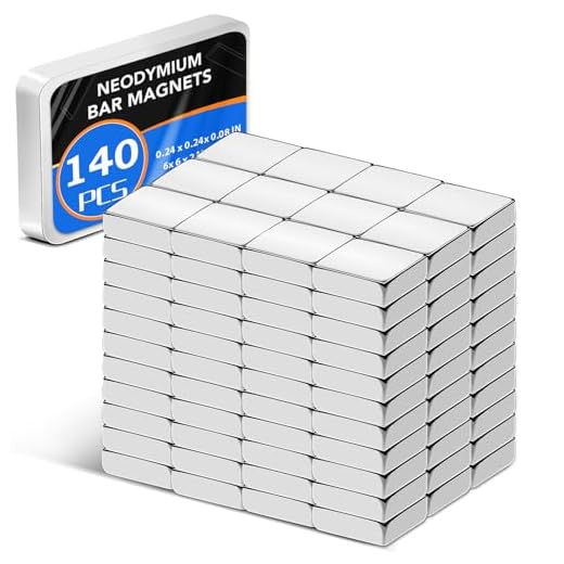140 Pack Strong Neodymium Bar Magnets，Powerful Rare Earth Neodymium Magnets with Double-Sided Adhesive Perfect for Fridge, Garage, Kitchen, Craft, Office etc 6 x 6 x 2 mm