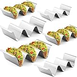 Taco Holder Stand,Set of 6 Stainless Steel Taco Tray,Stylish Taco Shell Holders, Rack Holds Up to 3 Tacos Each Keeping Shells Upright, Health Material Taco Rack by RTT -Oven,Grill and Dishwasher Safe