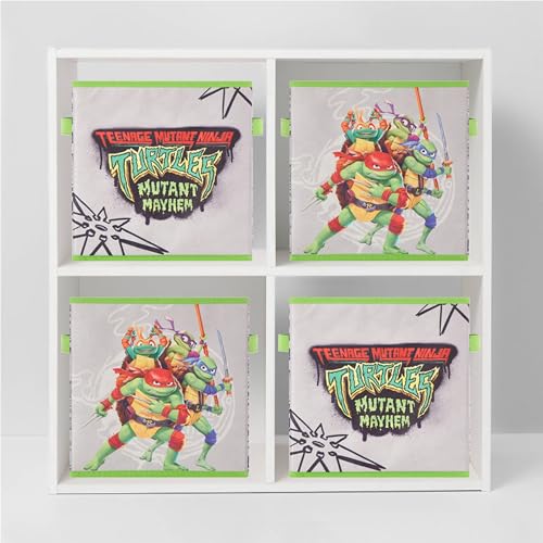 Image of Teenage Mutant Ninja Turtles: Mutant Mayhem Storage Cubes - Set of 2 Collapsible Fabric Bins, 10x10 Inch - Kids Toy Organizer Baskets for Bedroom, Playroom, Closet - TMNT Room Decor