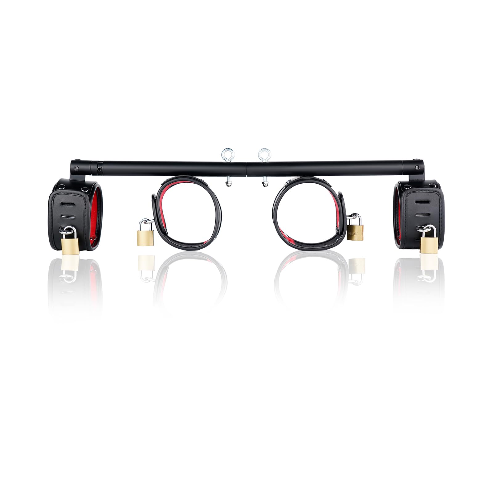 Spreader Bar Heavy Duty Stainless Steel Expandable Silver Bar Home Gym with 4pcs PU Purple Adjustable Strap,Sports Aid Training Fitness Gear Pilates Aid Kit,Yoga Set