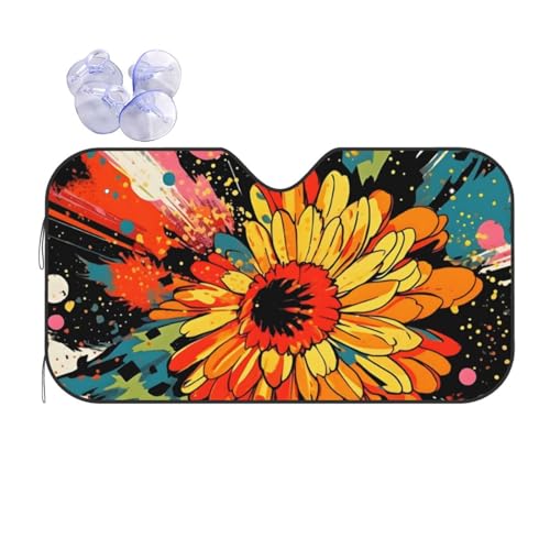 Couverture pare-brise pliable tournesols pour garder votre voiture au frais lors du stationnement