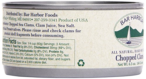 Bar Harbor Clams, All Natural Chopped, 6.5 Ounce #TOP5
