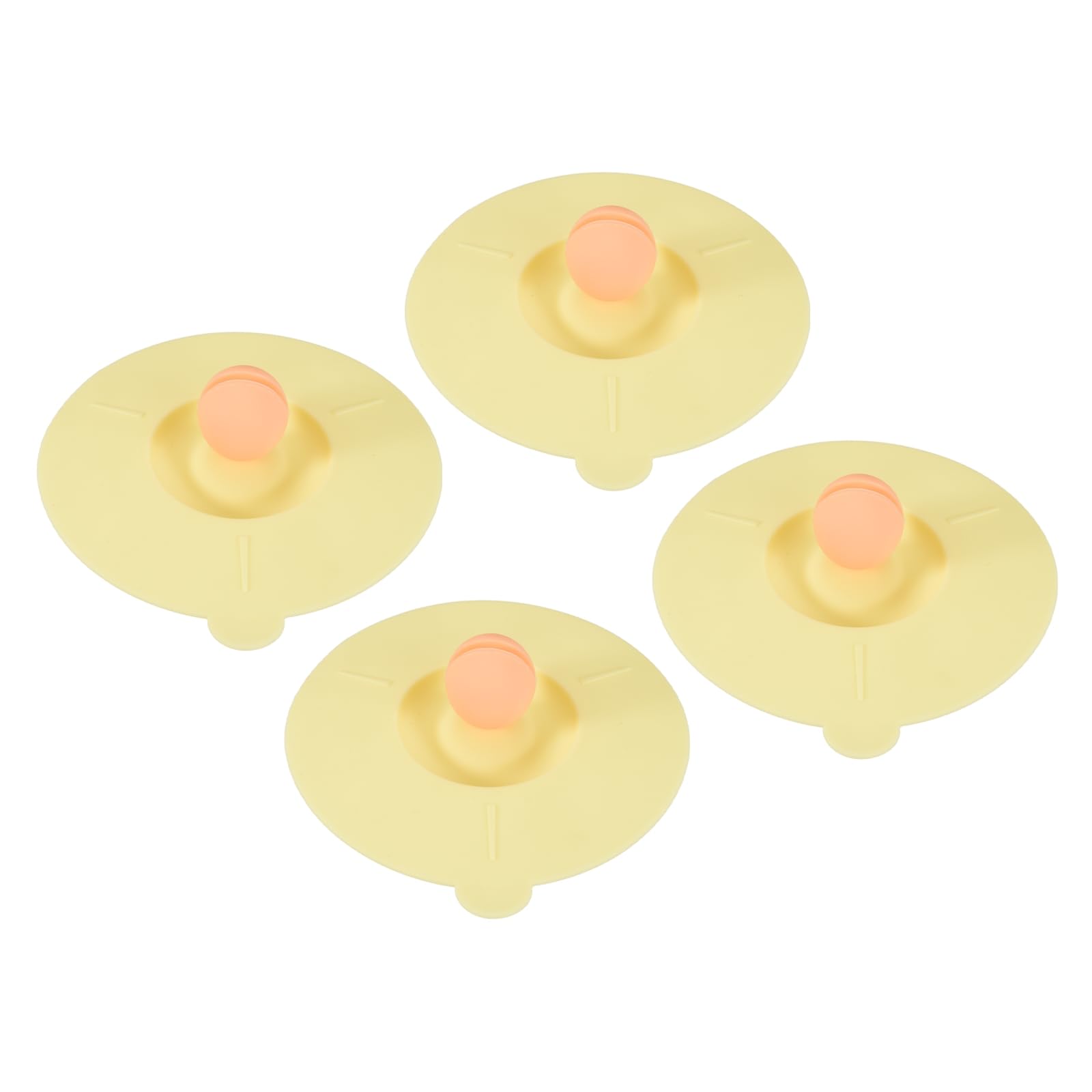 sourcing map 4 Pcs Silicone Cup Covers, 10cm/3.9 Inch Soft Silicone Cup Lids with Acrylic Knob Reusable Mug Cover Lids Anti-dust Airtight Seal for Tea Coffee Drink Glass Mug, Light Yellow