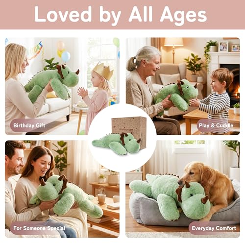 Image of Niuniu Daddy Weighted Dinosaur Stuffed Animal for Kids & Adults, 20 Inch 3.3lb Large Plush Toy with Soft Fur, Weighted Plushies Pillow for Sensory Calm, Huggable Gift for Everyday Comfort