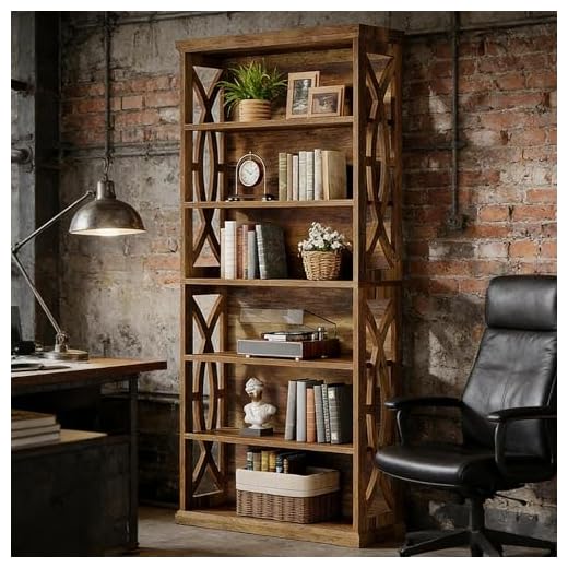 Elegant 6-Tier Wooden Bookshelf