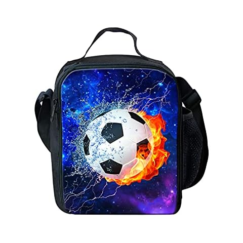 Showudesigns Bolsa de almuerzo de fútbol para niños y niñas Cover