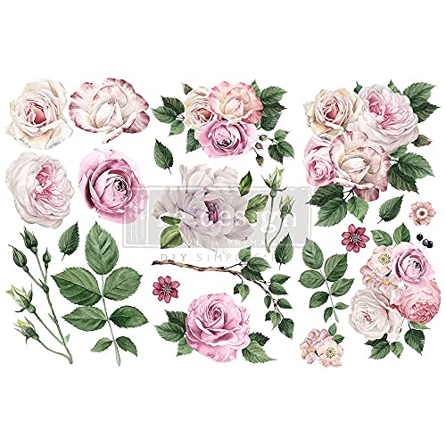Re-Design por Prima Decor Transfers - Rosas delicadas de 15 x 30 cm