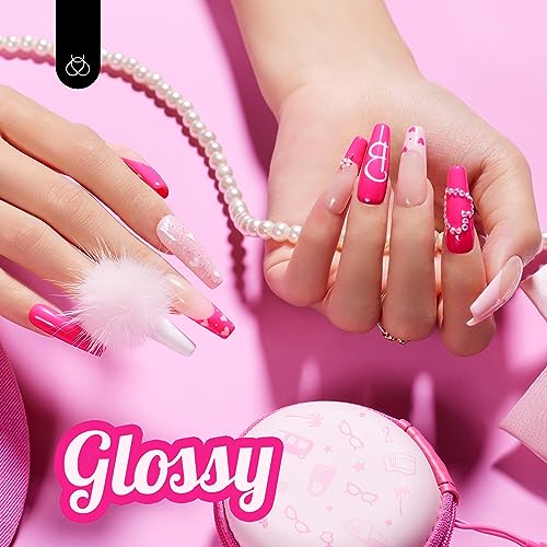 Beetles Pink Gel Nail Polish - Year 2 Kilo 15ML Gel Polish, 1 Pcs Hot Pink Colors, Soak off UV LED Lamp Nail Art Manicure Salon DIY Nail Design for Girls