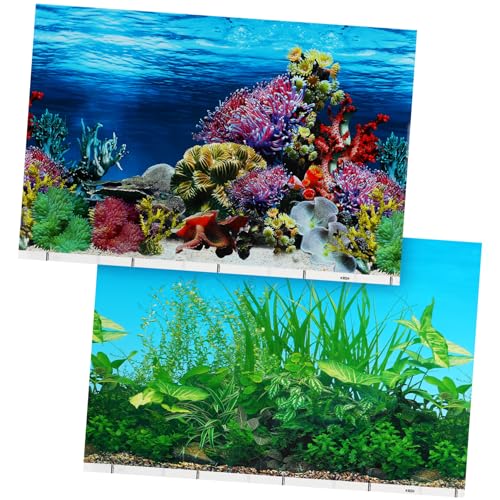 BESPORTBLE 背景粘着デ 水族館ライト 水族館ledライト 池ポンプフィルターバッグ 水槽の壁紙 スティッキータブ 魚網の装飾 水族館のポスターの背景 ウォールステッカー紙