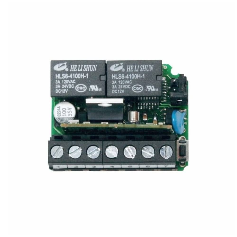 Kit ricevente radio R2A 433,92MHz a 2 canali ad autoapprendimento con contenitore, 180 codici memorizzabili, 12-24V AC/DC - Tecno Automazione KRA2B5T