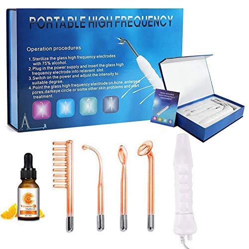High Frequency Facial Machine, Portable Handheld High Frequency Skin Therapy Machine-Tightening Acne Spot