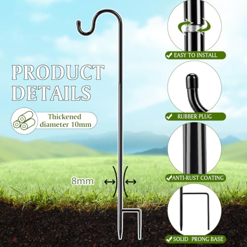 Image of 20 Pcs 24 Inch Shepherd Hook for Outdoor Adjustable Bird Feeder Pole