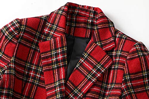 CHARTOU Women's Tailored Collar Slim Plaid Double Breasted Short Blazer Jacket3