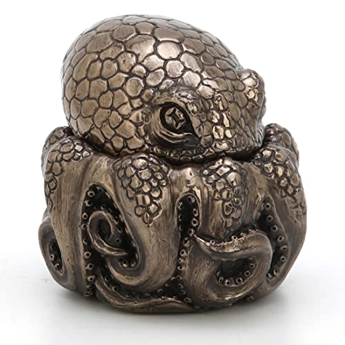 Caja mini escultórica pulpo en resina bronce miniatura 2
