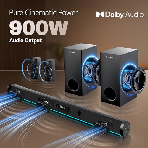 Image of CrossBeats Blaze B2000 5.2 Dolby Home Theater Speaker 900W for TV with 2 subwoofer Satellite Speakers, soundbar for smart tv | HDMI eARC, USB & Aux | Bluetooth Sound bar Music System Home Theatre