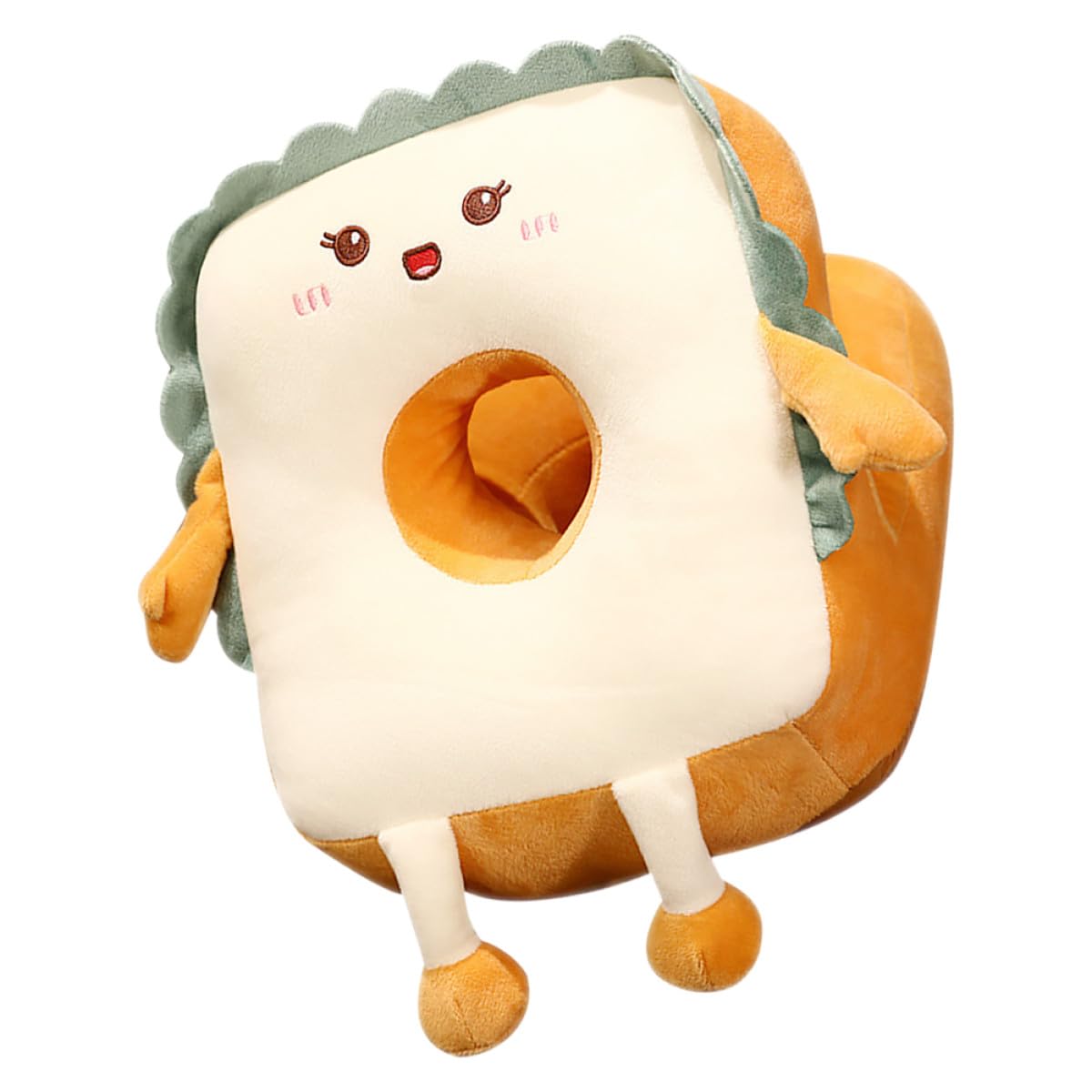 Oreiller de sieste ergonomique donut en velours beige pour le bureau