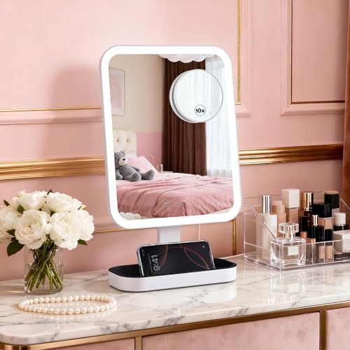 Espejo para maquillaje rectangular con luces 12x10 pulgadas miniatura 1
