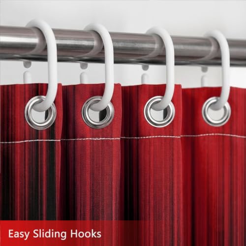 Image of AAtter Red Black Gothic Shower Curtain, Extra Long 72x84 Inch, 12 Hooks
