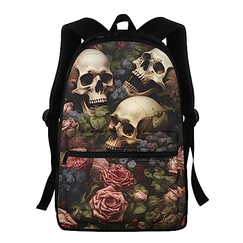 GLUDEAR Men Women Skull Metal Floral Backpack Daypack for Outdoor Sport Travel Hiking Camping,Skull 6