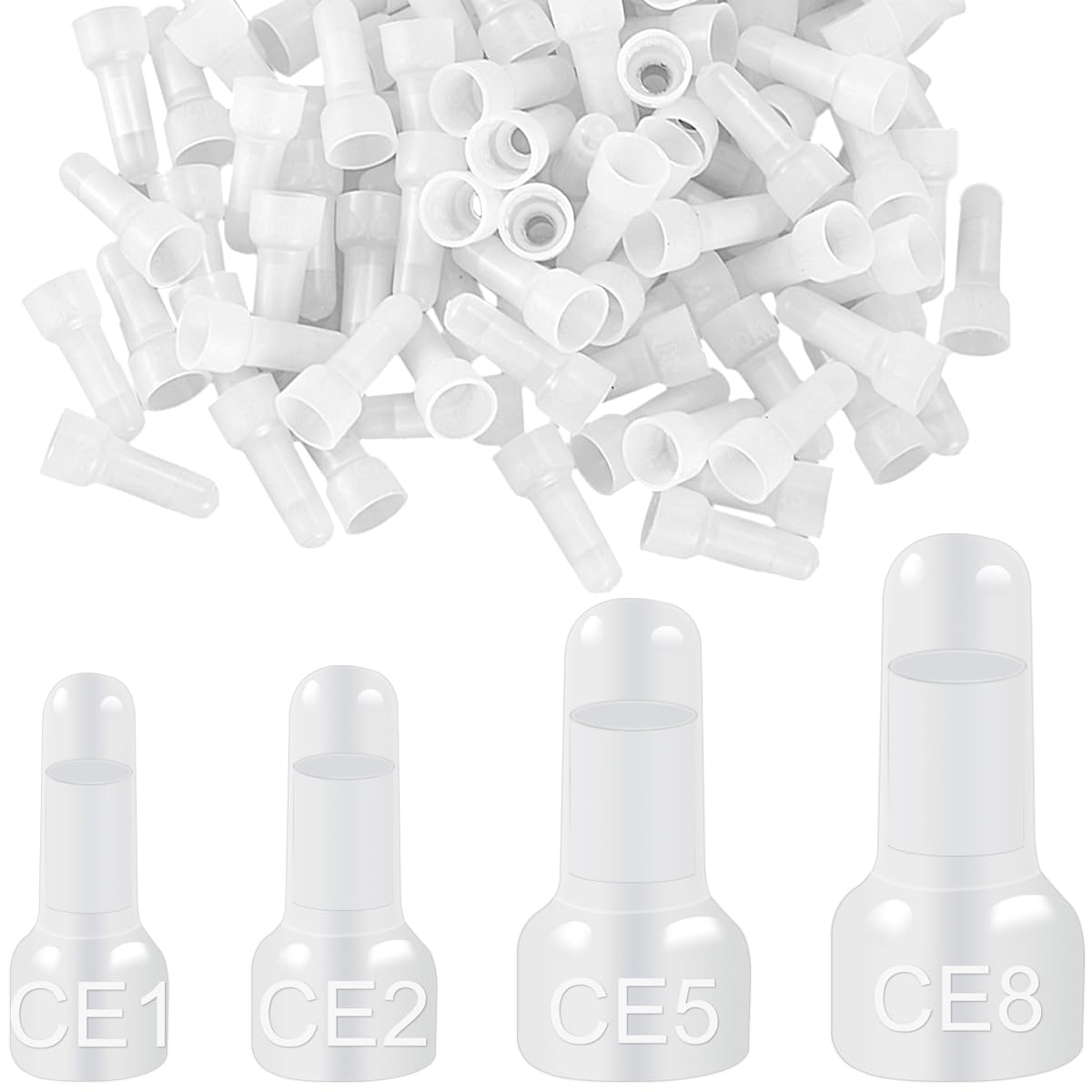 DKARDU Closed End Crimp Connector Wire Caps Terminal, 420 Pcs Electrical Wire Connectors 22-16/16-14/12-10/8-6 Gauge Splice Assortment Kit, Cable Connectors Nylon Insulation