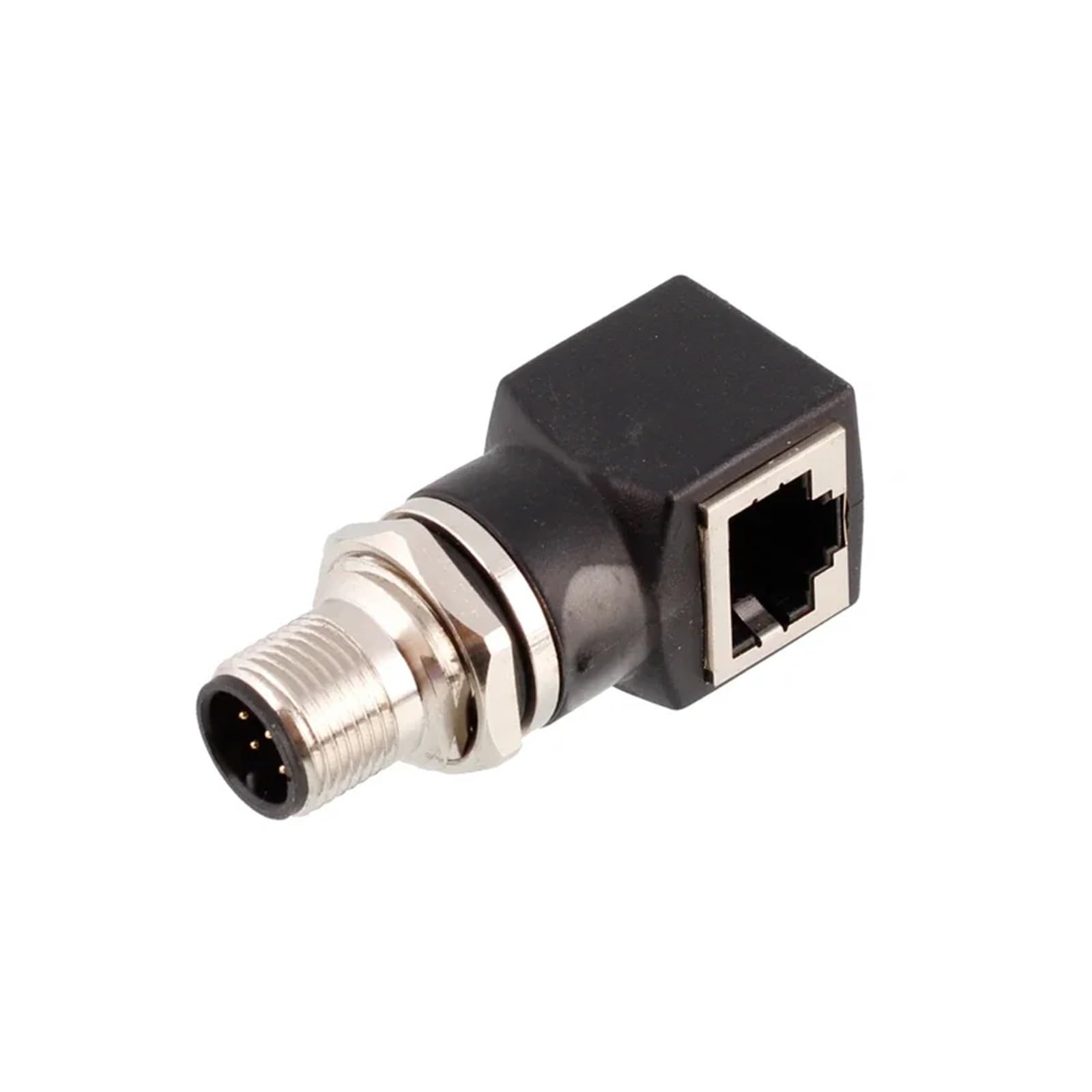 BALYDLUL M12 connector to RJ45 angle adapter waterproof straight m12 male 8pin front lock panel mount to RJ45 network interface connector(Angle,FRONT MOUNT_MALE INSERT_1PCS_8P-A CODE)