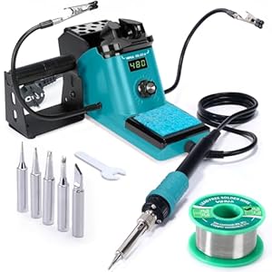 YIHUA 926LED III 60W digitale display soldeerbout kit soldeerstation set met 2 helpende handen, 5 extra soldeerpunten, loodvrije soldeerdraad, automatische slaapmodus (EU stekker)
